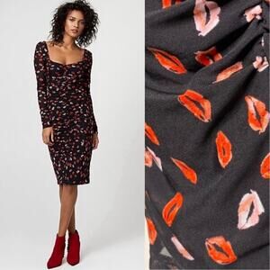 Le Chateau Lip Print Midi Dress size 2